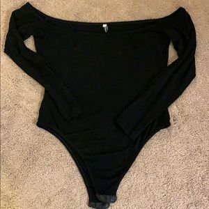 Black off the shoulder bodysuit